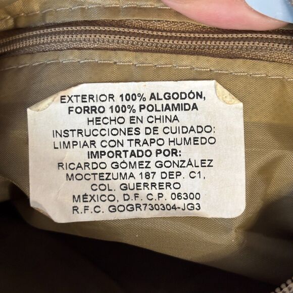 Vintage Y2K 90s Purse Bag Baguette Shoulder Bag Military Pockets Canvas Beige - Picture 9 of 9